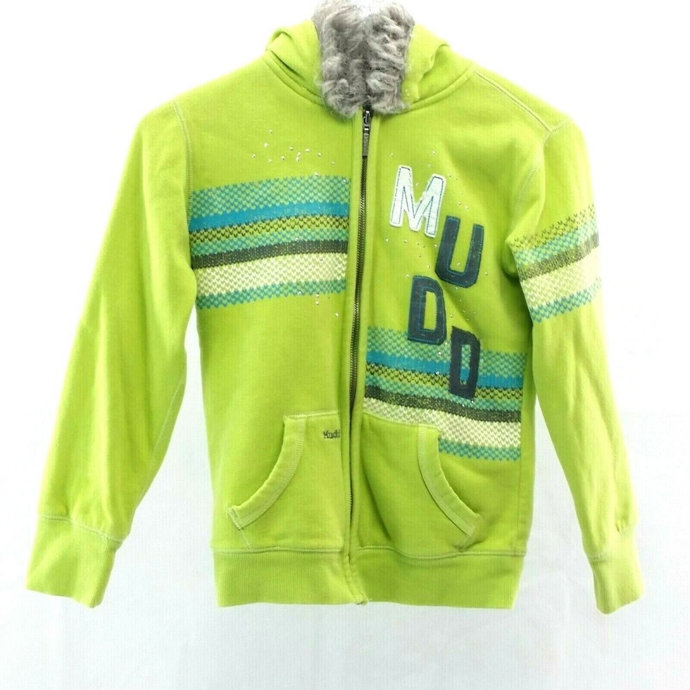 Mudd Youth Girls Kids Green Winter Fall Jacket with Hood  Size 7-8  XS/S